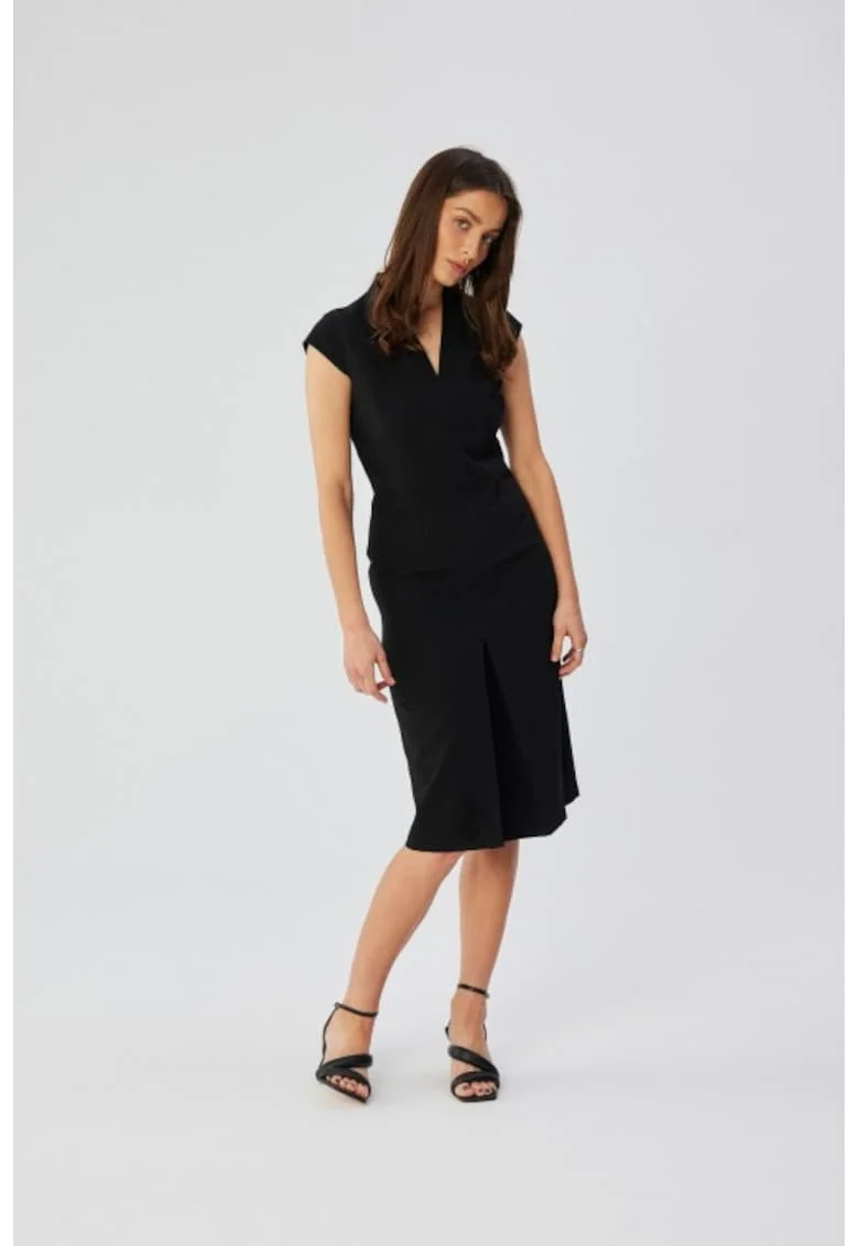 Rochie creion cu decolteu in V,, Negru