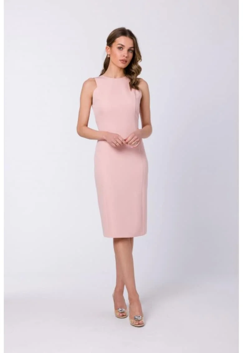 Rochie dreapta fara maneci,, Roz