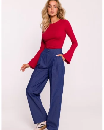 Pantaloni cu banda elastica in talie, evazata,