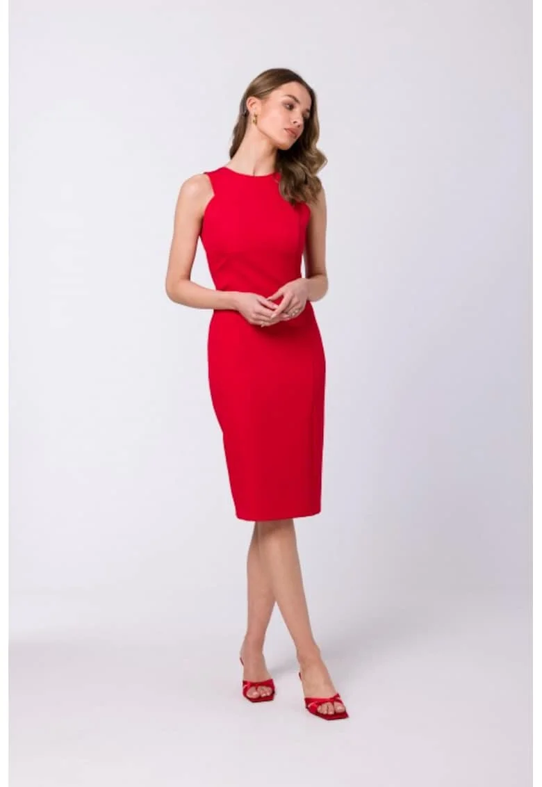 Rochie dreapta fara maneci,, Rosu