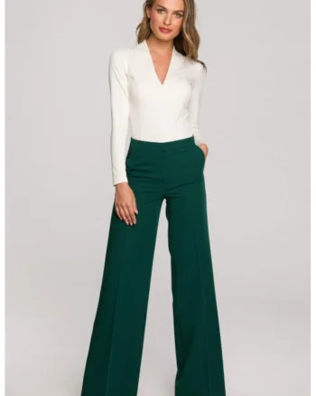 Pantaloni eleganti, evazata,  Verde,
