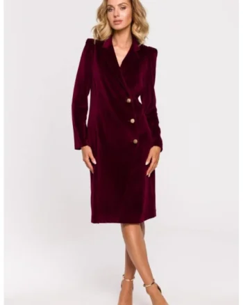 Rochie sacou din velur cu deschidere la spate,, Rosu
