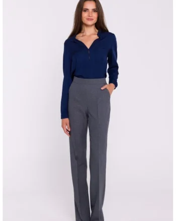 Pantaloni drepti cu talie inalta,