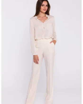 Pantaloni drepti cu talie inalta,