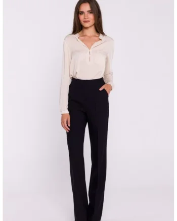Pantaloni drepti cu talie inalta,