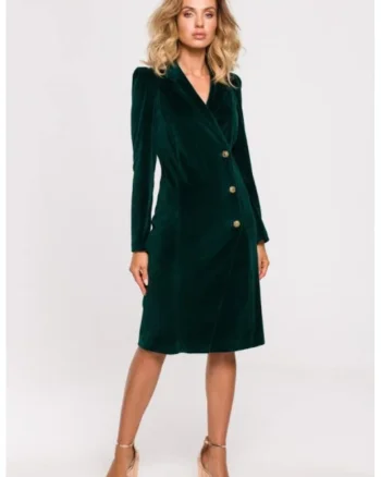 Rochie sacou din velur cu deschidere la spate,, Verde