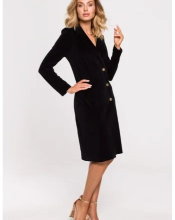 Rochie sacou din velur cu deschidere la spate,, Negru