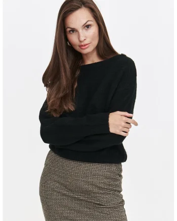 Pulover uni cu nasturi decorativi, Negru