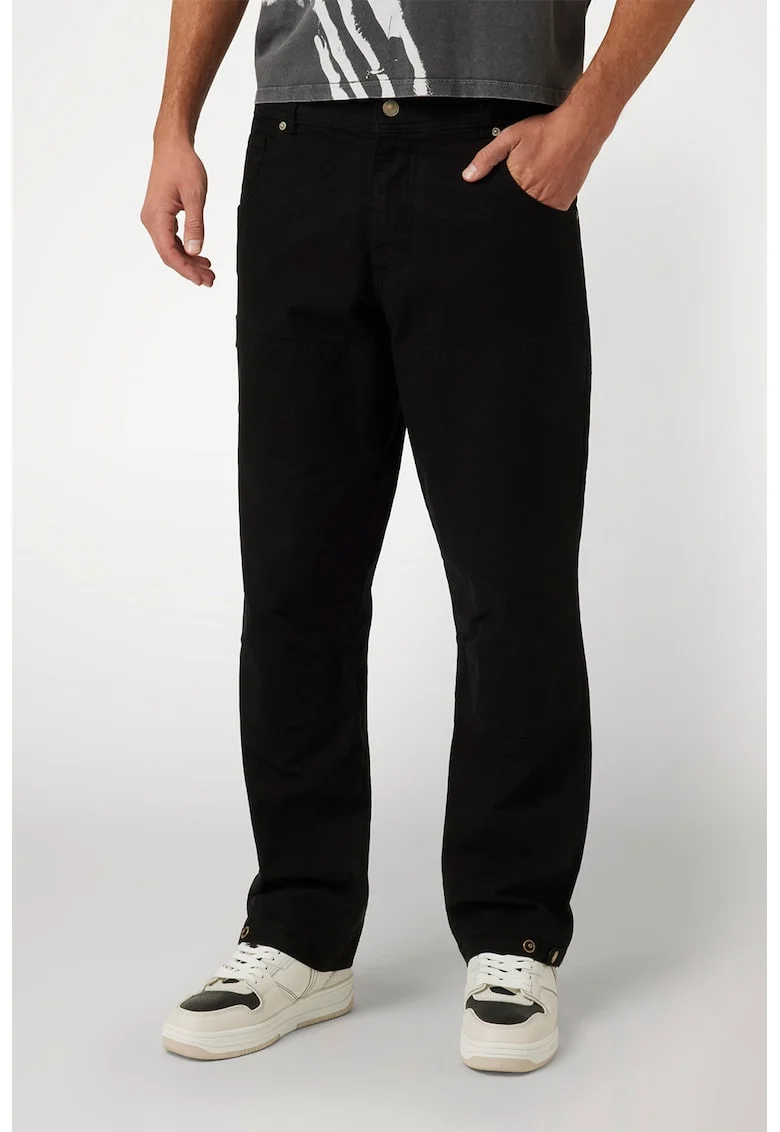 Pantaloni din amestec de bumbac cu buzunare laterale, Negru