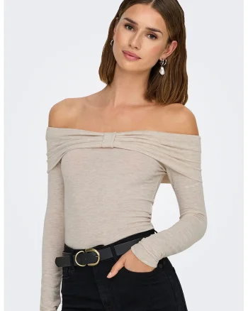 Bluza uni cu decolteu pe umeri, Grej