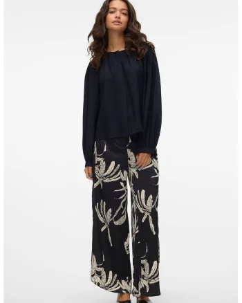 Bluza cu mansete cu nasturi, Negru
