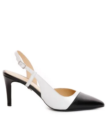 Pantofi dama  model 1326 nappa negru nappa alb