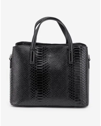 Geanta dama neagra confectionata din piele croco