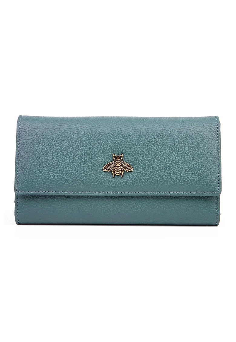 Portofel pliabil din piele Denise---, Verde persan