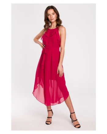 Rochie Dama, Poliester/Bumbac, Fucsia