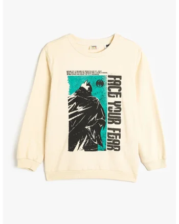 Bluza din bumbac cu imprimeu, Alb fildes/Negru