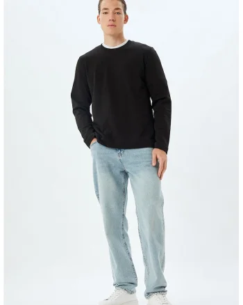 Blugi relaxed fit cu buzunare, Albastru deschis