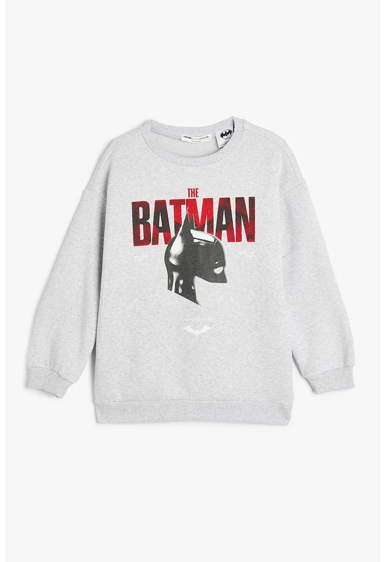Bluza din amestec de bumbac cu imprimeu Batman, Rosu/Gri deschis