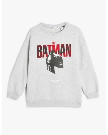 Bluza din amestec de bumbac cu imprimeu Batman, Rosu/Gri deschis