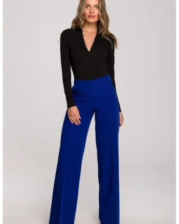 Pantaloni eleganti, evazata,  Albastru, Albastru