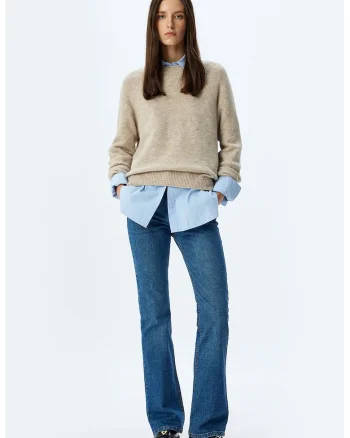 Blugi cu croiala bootcut si talie inalta, Albastru lavanda