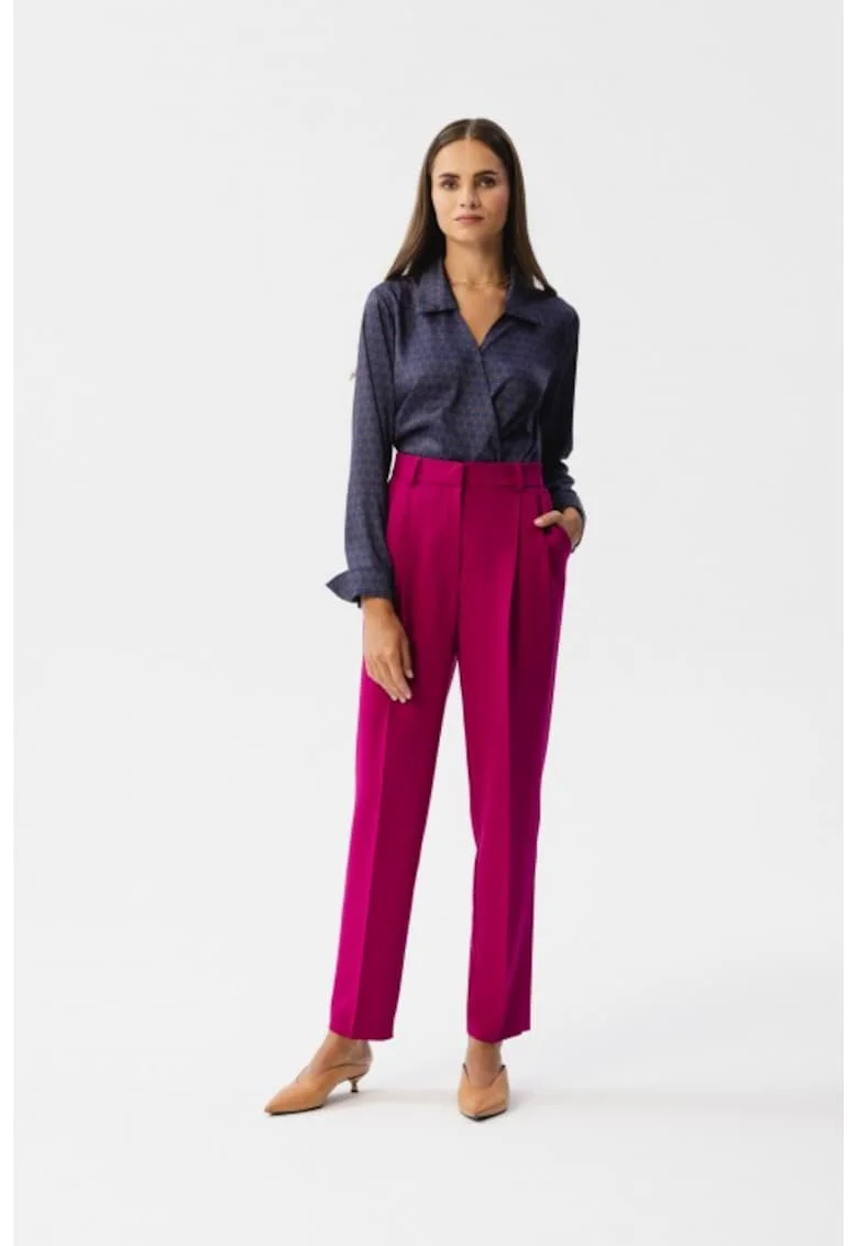 Pantaloni eleganti cu talie inalta,  Rosu,, Rosu