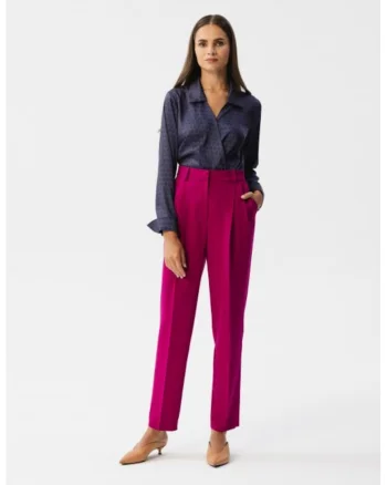 Pantaloni eleganti cu talie inalta,  Rosu,, Rosu
