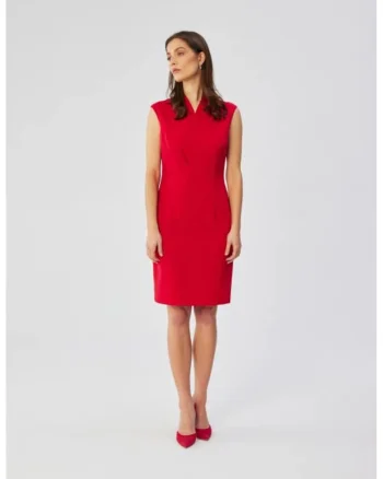 Rochie midi cu decolteu cache-coeur,  Rosu, Rosu