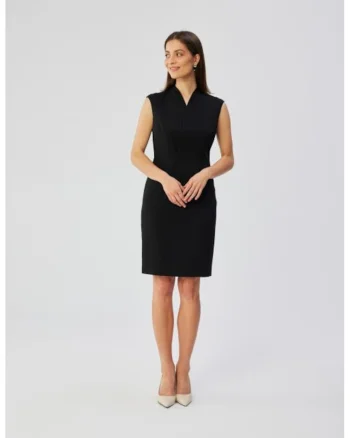 Rochie midi cu decolteu cache-coeur,  Negru, Negru