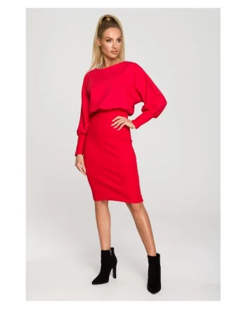 Rochie rosie din bumbac cu tesatura moale, Rosu