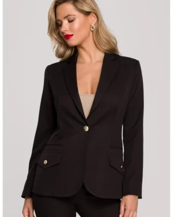 Sacou elegant cu nasturi decorativi,  Negru