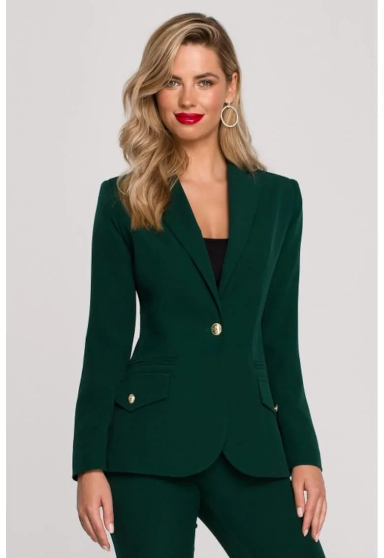 Sacou elegant cu nasturi decorativi,  Verde