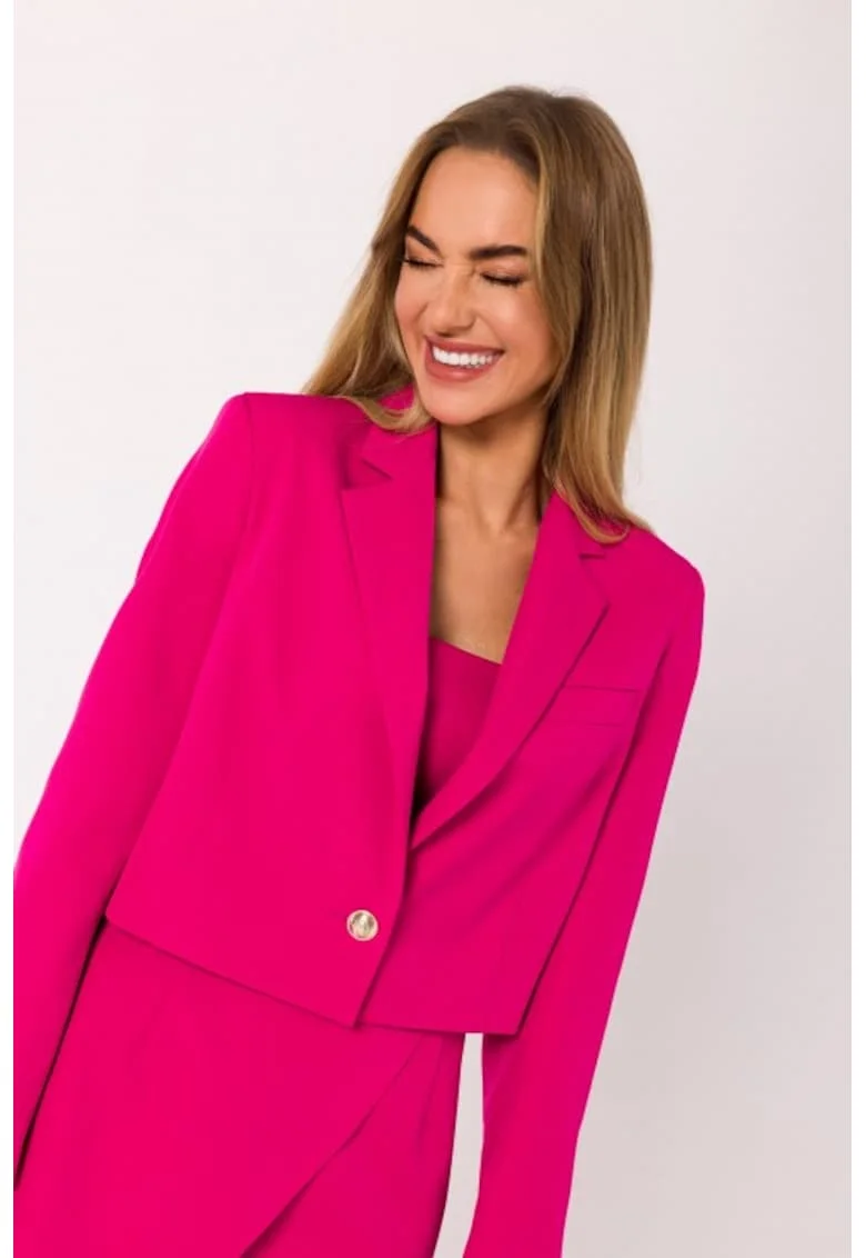 Sacou scurt, inchis cu nasture,  Fucsia