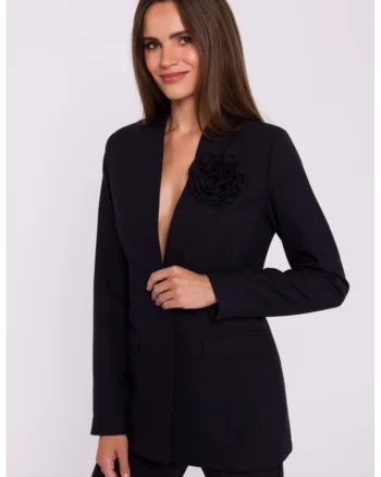 Sacou elegant de dama, fara guler,  Negru