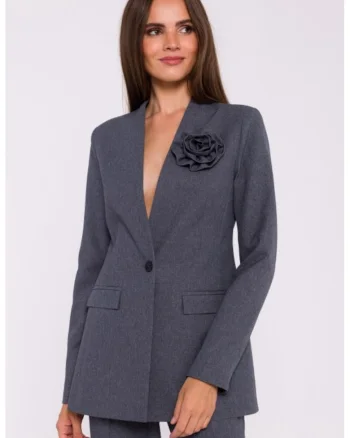 Sacou elegant de dama, fara guler,  Gri