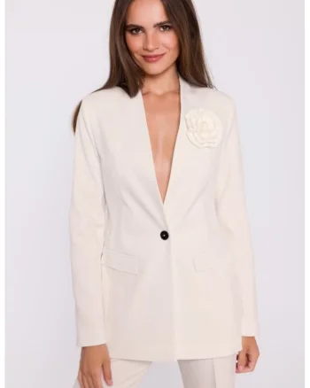 Sacou elegant de dama, fara guler,  Alb