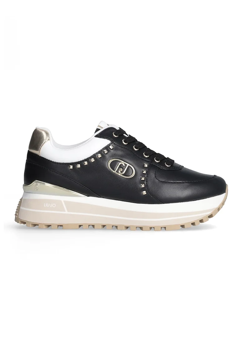 Pantofi sport din piele cu tinte, Negru