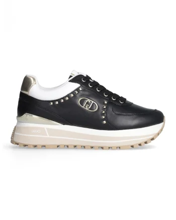 Pantofi sport din piele cu tinte, Negru