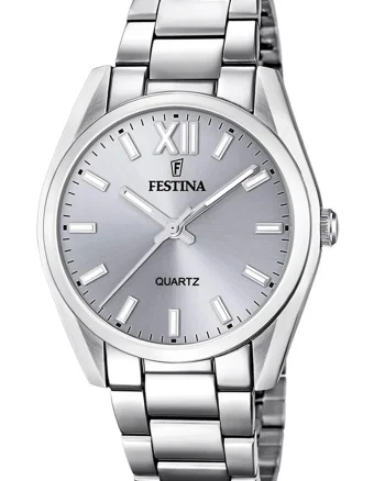 Ceas quartz cu cadran cu logo, Argintiu