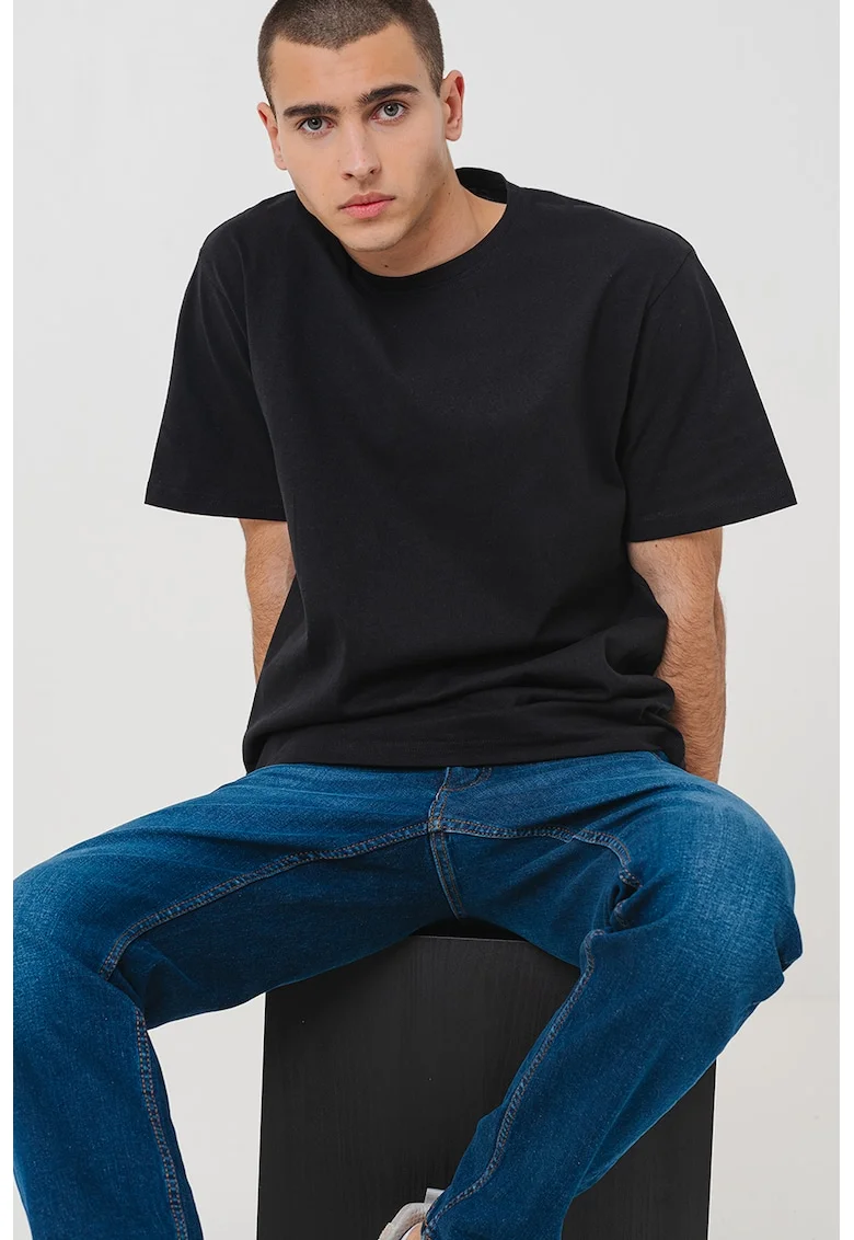 Tricou din bumbac cu imprimeu grafic, Negru/Verde persan