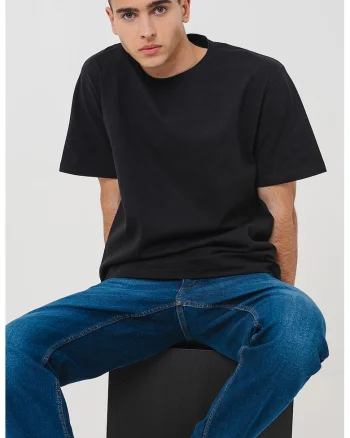 Tricou din bumbac cu imprimeu grafic, Negru/Verde persan