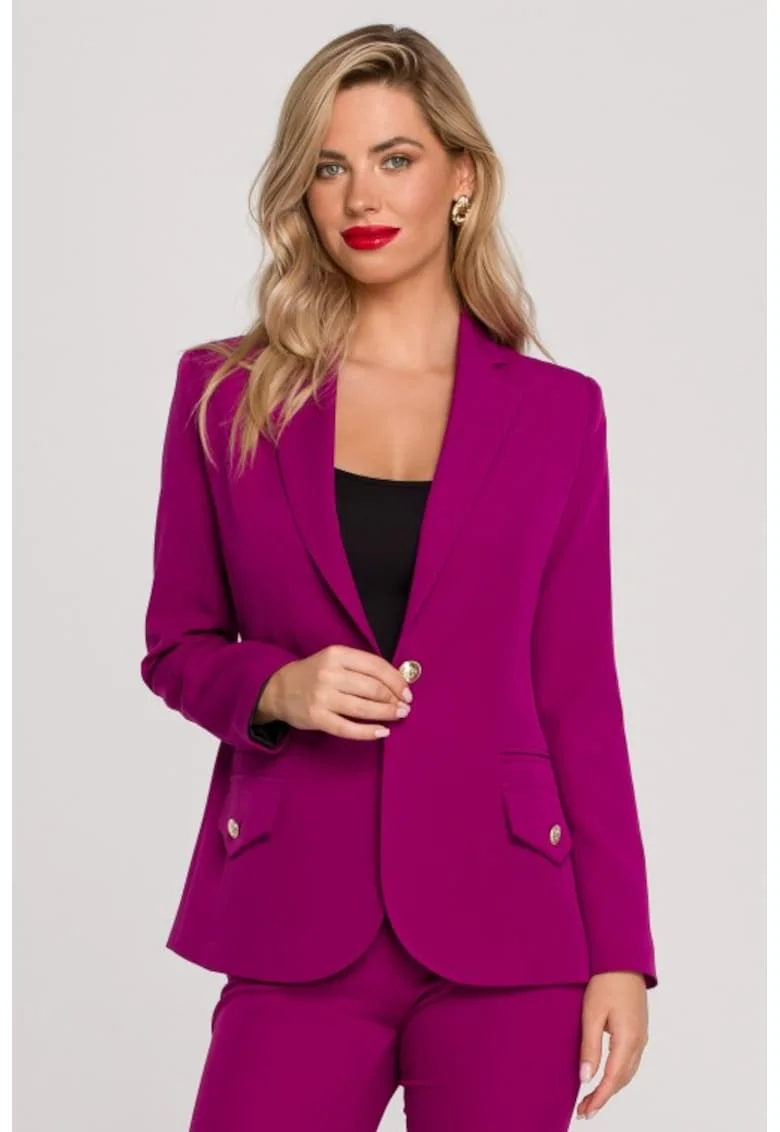 Sacou elegant cu nasturi decorativi,  Roz fandango