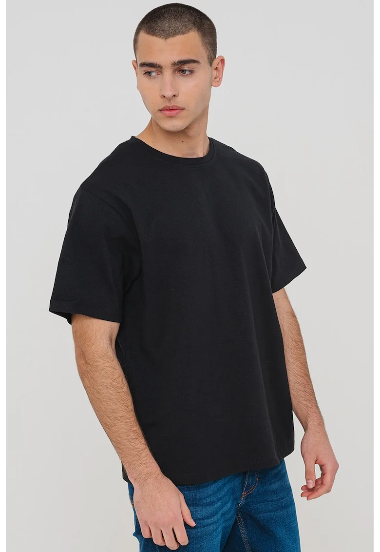 Tricou din bumbac cu imprimeu grafic, Negru/Roz somon
