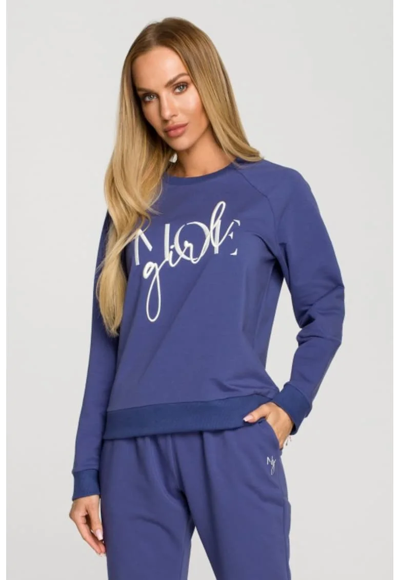 Bluza sport cu broderie,  Albastru