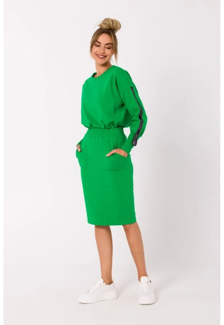 Fusta sport mulata, midi,, Verde