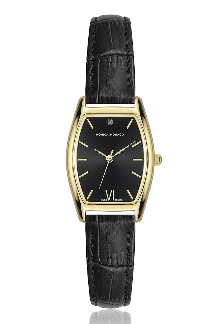 Ceas analog cu diamant pe cadran, Negru