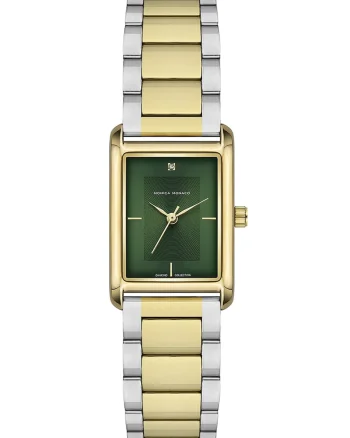Ceas dreptunghiular cu 1 diamant, Argint/Auriu