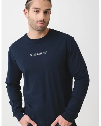 Bluza de bumbac cu logo brodat, Albastru inchis