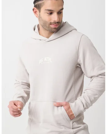 Hanorac relaxed fit cu text, Gri deschis