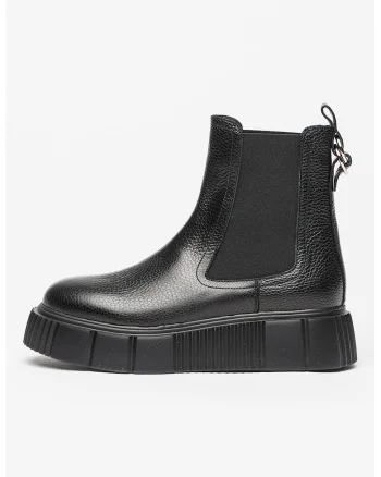 Ghete Chelsea flatform de piele, Negru
